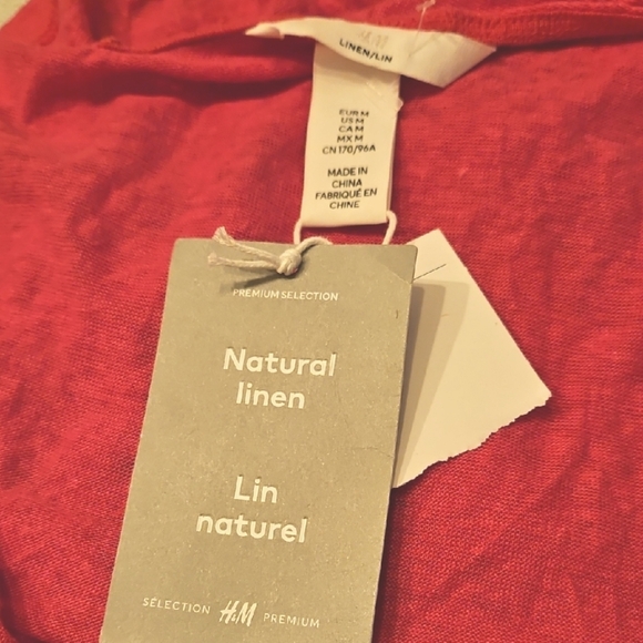 H&M 100% Linen Sleeveless Shirt Hot Pink New With Tags Womens Medium Oversize - Picture 2 of 5